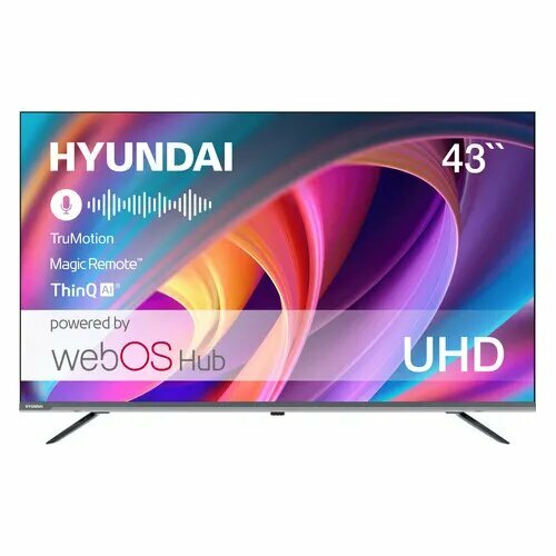 43 Телевизор Hyundai H-LED43BU7100 4K Ultra HD серый смарт ТВ WebOS 60000₽