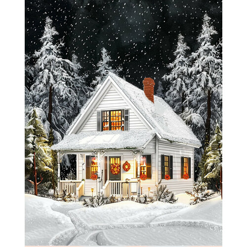 Алмазная мозаика Гранни «Домик в снежном лесу» (50х40 см, полная выкладка, квадратные стразы)