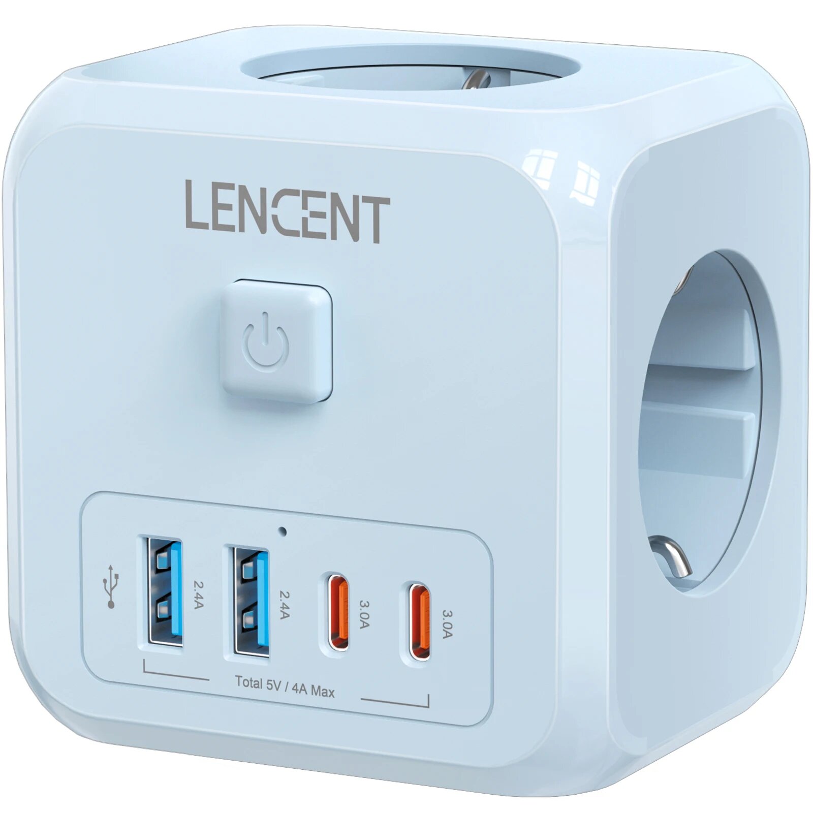 Настенная розетка-удлинитель с 3ac + 2USB + 2Type C 5 В/3 А, Blue 3AC 2U 2C, Вилка европейского стандарта