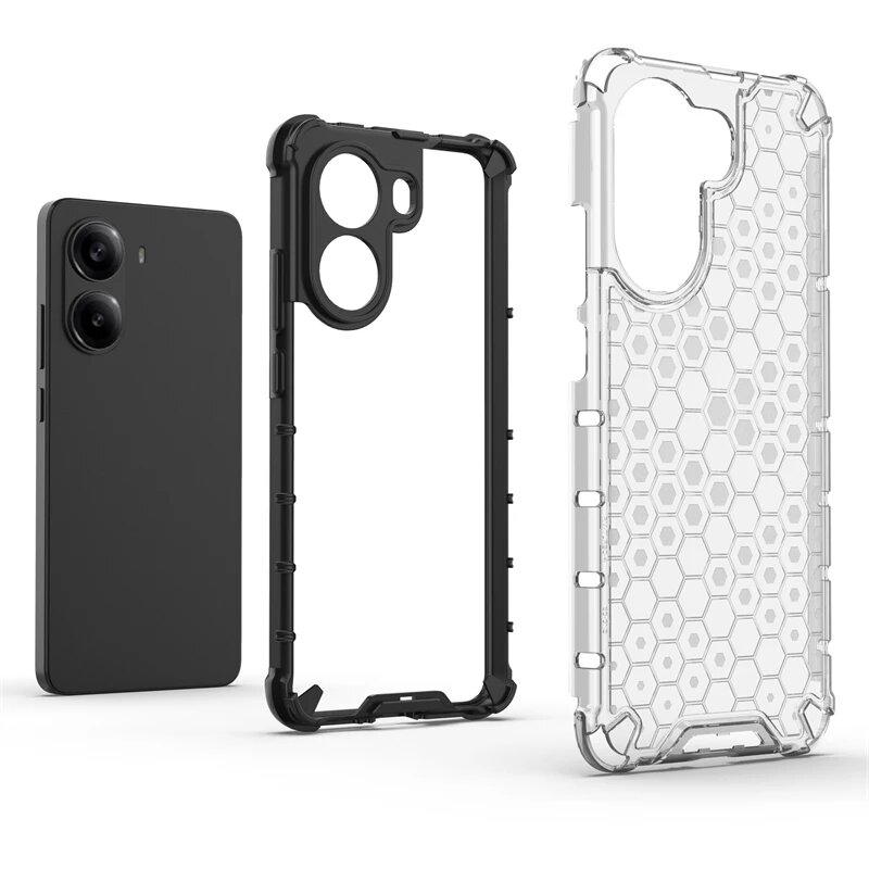 Противоударный прозрачный чехол для Xiaomi Poco X7 Pro Honeycomb Armor Full Back Case для Poco X7 Pro Чехол для Poco X7 Pro 5G, Red, For Poco X7 Pro 5G — фото 1