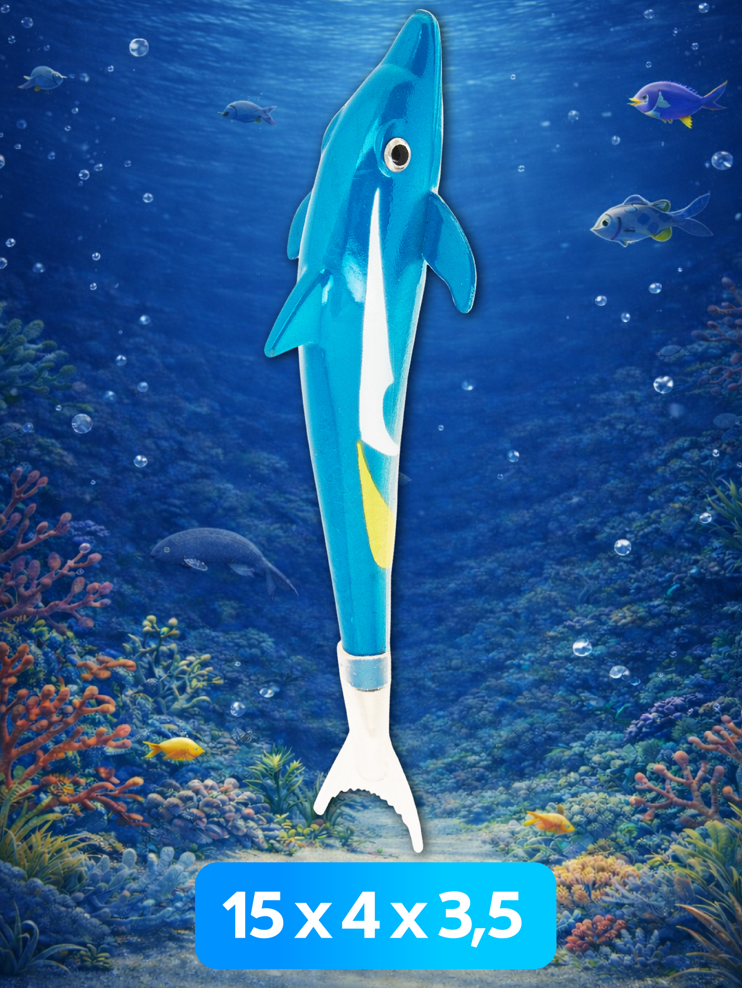 Ручка "Дельфин синий" фигурная, стержень шариковый, синий, подарок девочке, мальчику на 23 февраля — фото 1