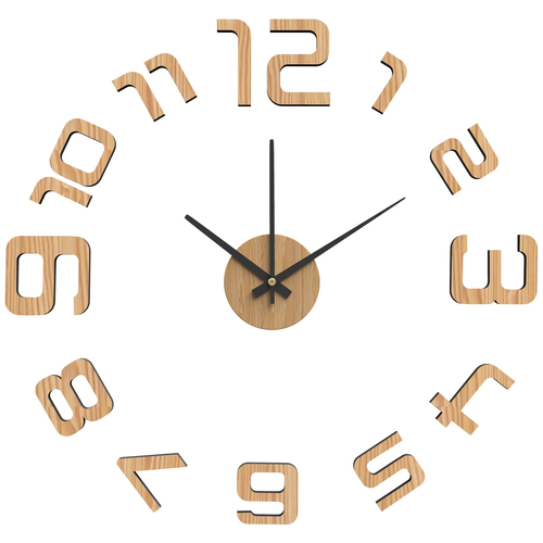Часы настенные на клейкой ленте, 35 см, светлое дерево