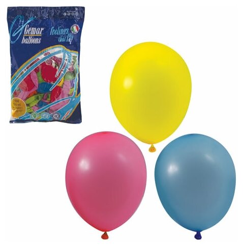 Шары воздушные 10"(25см), комплект 100шт, 12 пастельных цветов, в пакете, 1101-0003