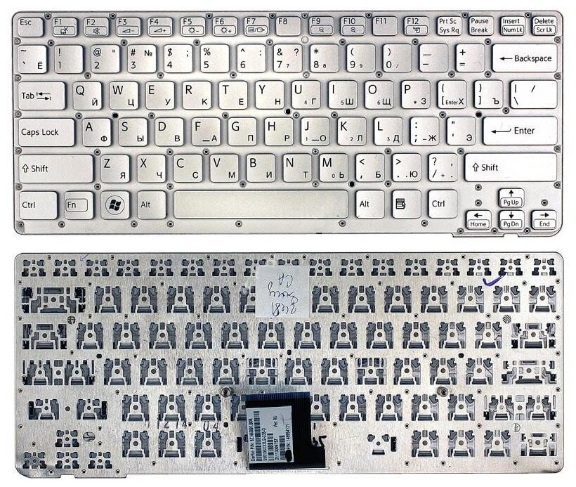 Клавиатура для ноутбука Sony Vaio NSK-SDBBF серебристая 1190₽