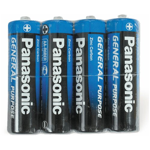 Батарейки комплект 4 шт, PANASONIC AA R6 (316), солевые, пальчиковые, в пленке, 1.5 В батарейка солевая panasonic general purpose aa r6 4s 1 5в спайка 4 шт
