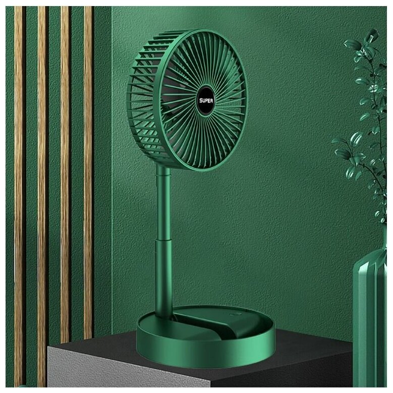 Вентилятор настольный с 3-мя передачами (зеленый)/вентилятор портативный для дома и офиса/ вентилятор со встроенным аккумулятором/ складной вентилятор - фотография № 2