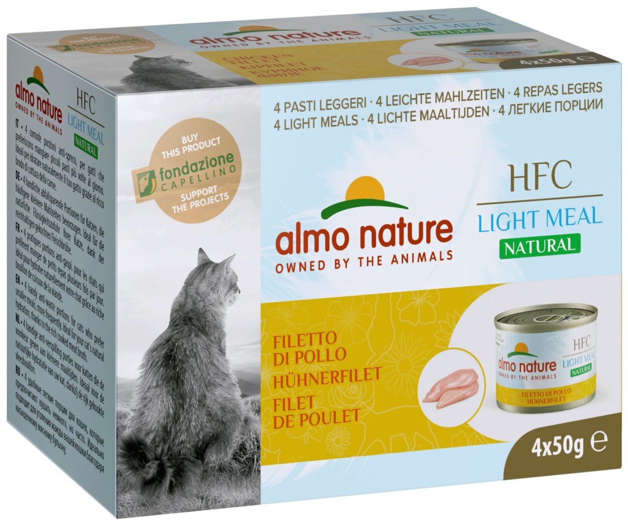 ALMO NATURE HFC NATURAL LIGHT MEAL набор банок для взрослых кошек с куриным филе 4 шт х 50 гр (1 шт)