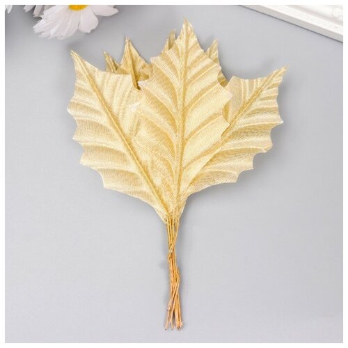 Купить Декор для творчества Листья светло-золотые с блеском набор 10 шт 9х4, 5 см, Нет бренда