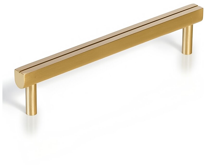 Ручка мебельная скоба фурнитура 146 мм для шкафа для кухонной мебели для фасадов золотая глянцевая