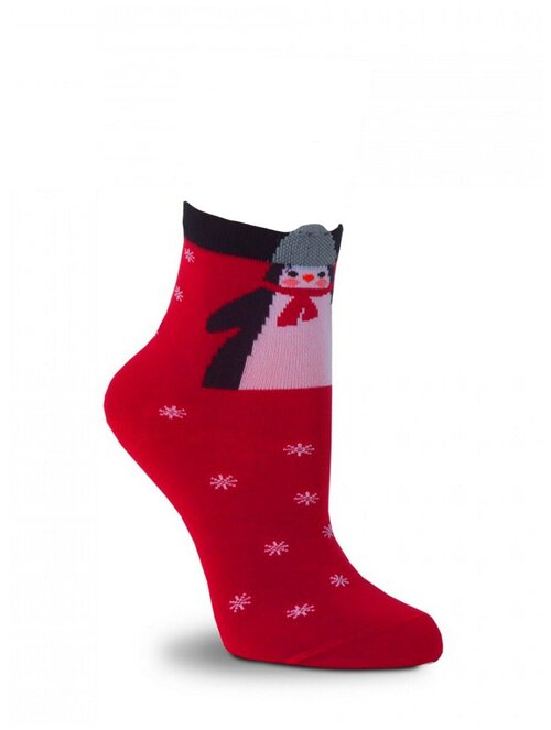 Женские носки LorenzLine средние, фантазийные, на Новый год, размер 27(39-40), красный