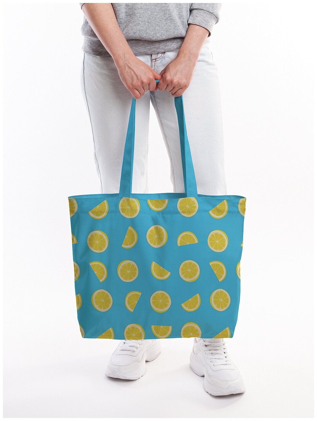 Текстильная женская сумка JoyArty "Солнечные дольки" на молнии для пляжа и фитнеса