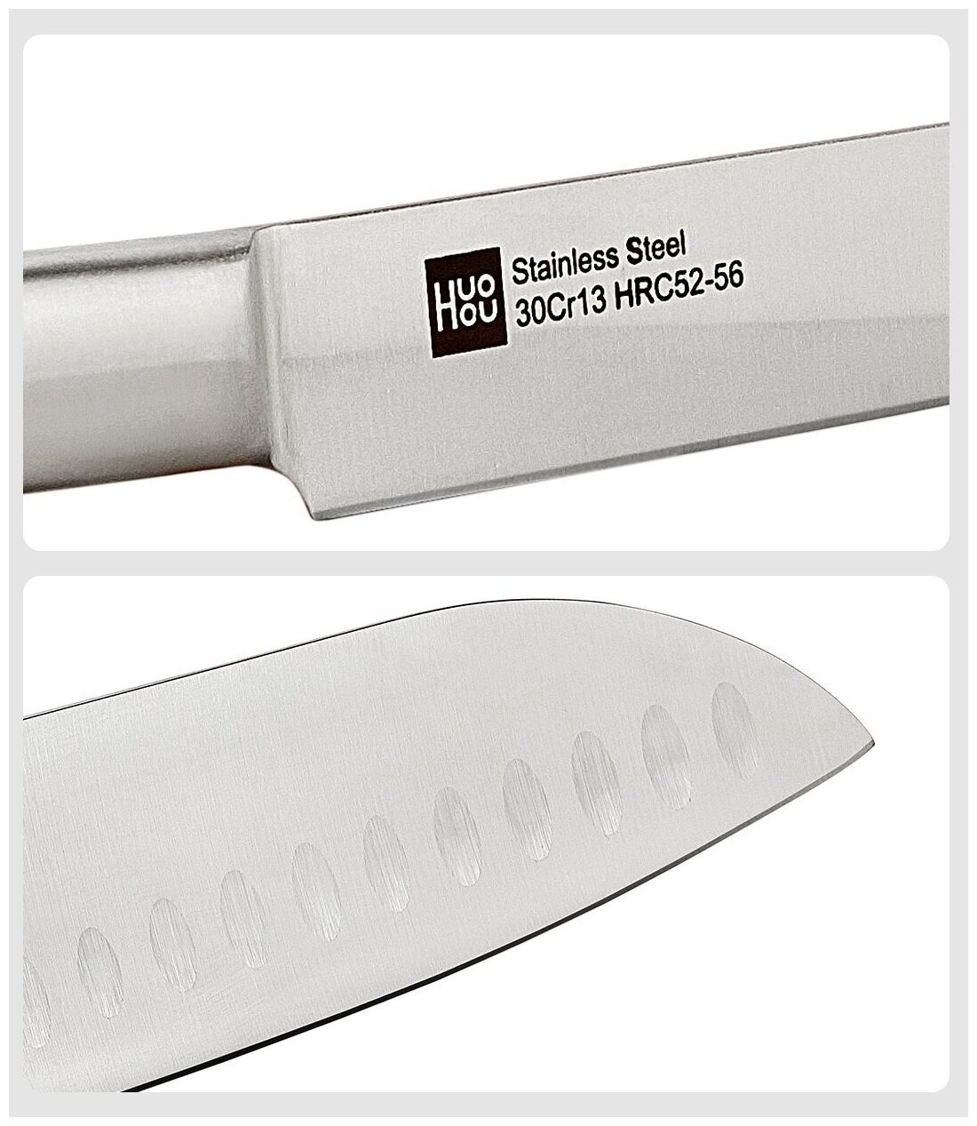 Набор Huo Hou Stainless steel kitchen Knife, 3 ножа, ножницы и подставка - фотография № 17