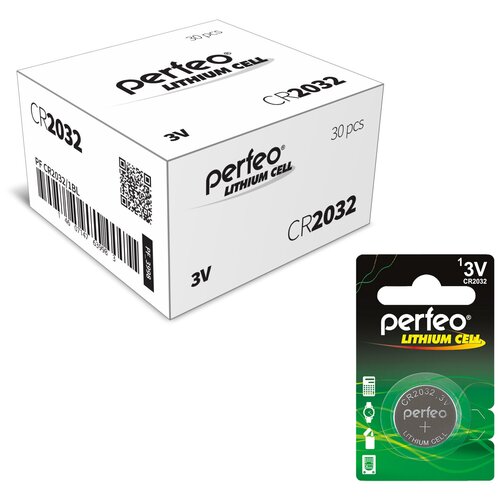 Батарейка Perfeo CR2032/1BL Lithium Cell, 30шт