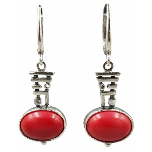 Серьги Яспис из серебра с кораллом 