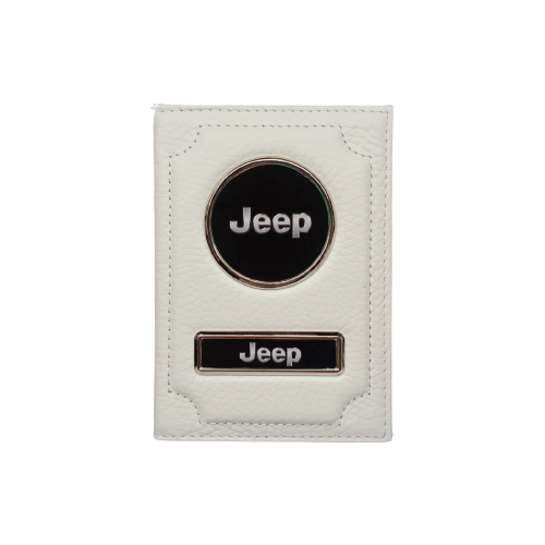 Обложка для автодокументов Jeep (джип) кожаная флотер