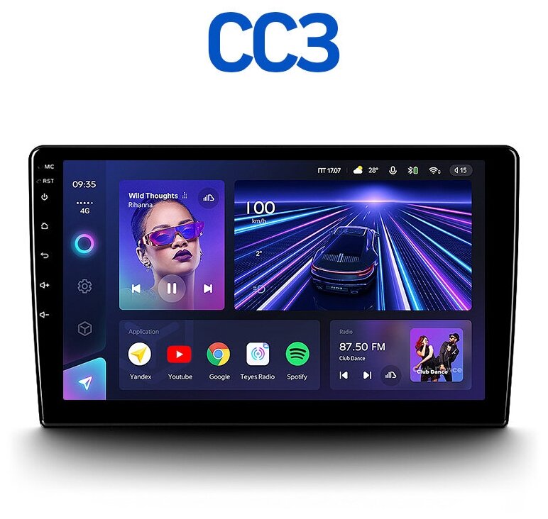 Teyes CC3 3+32Гб магнитола универсальная с экраном 9 и 10 дюймов ANDROID 8-ми ядерный процессор QLED экран DSP 4G модем