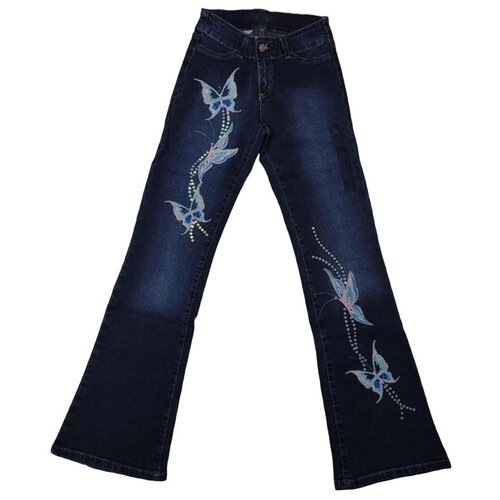Джинсы MEWEI, размер 146, синий джинсы mewei прямой силуэт карманы размер 158 синий