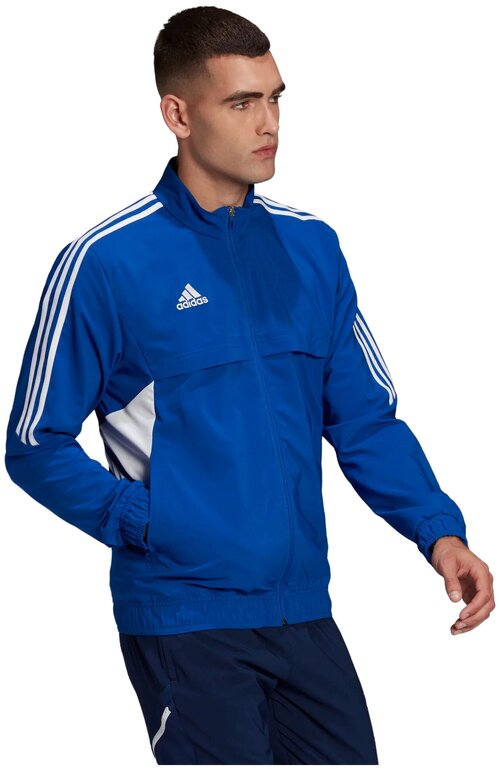 Олимпийка adidas, силуэт прилегающий, размер L, синий
