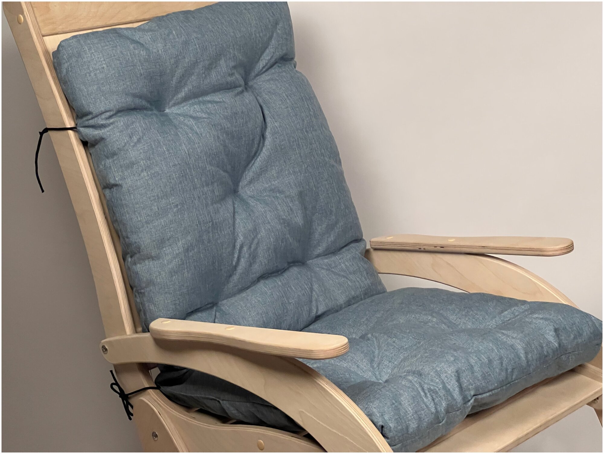 Матрас для шезлонга, матрас для кресла-качалки, матрас на кресло, подушка сиденье на кресло качалку, 50х110 см бледно голубой - фотография № 3