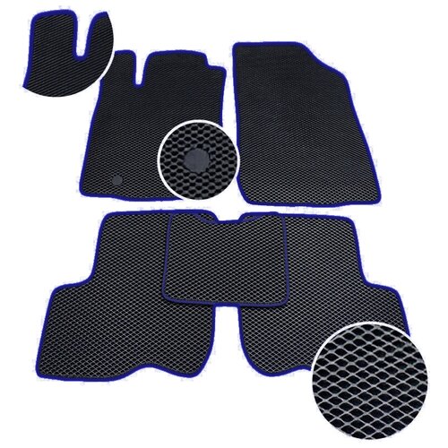 Автомобильные коврики ЕВА / EVA для KIA RIO 3 2011-2017 / Hyundai Solaris 1- поколения 2010-2017 /черный ромб