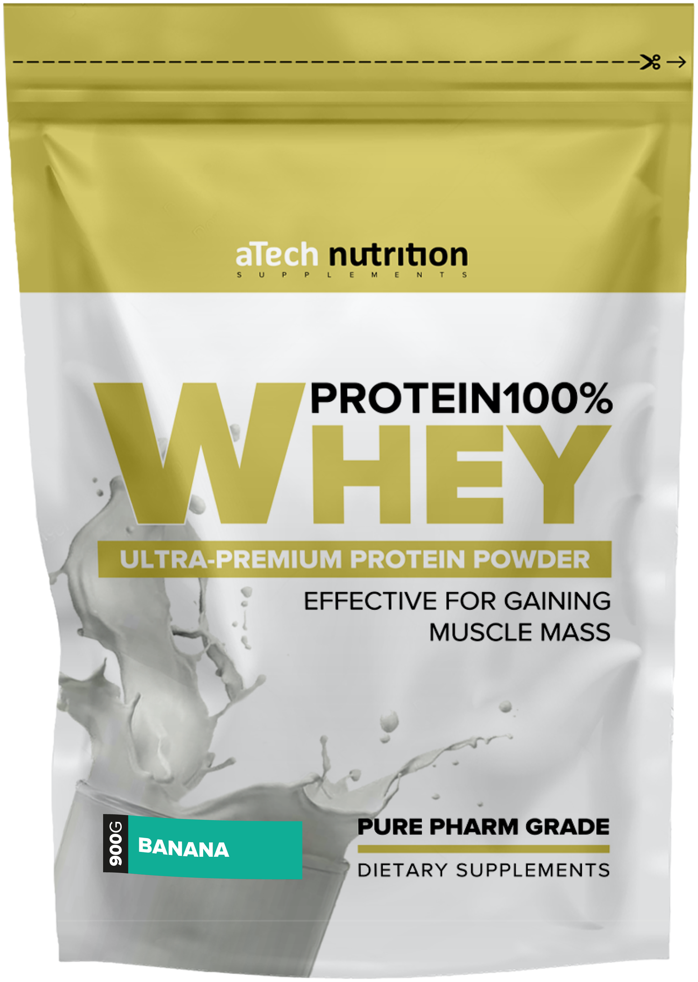 Специализированный пищевой продукт для питания спортсменов "Вэй протеин 100% Спешл Сериес" ("Whey protein 100% Special Series") пакет 0,9 кг со вкусом "Банан"