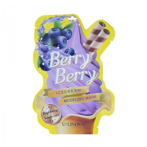 Маска для лица LINDSAY ICECREAM BERRY BERRY альгинатная моделирующая с экстрактом ежевики (для сияния кожи и ухода за порами) 50 г + 5 г