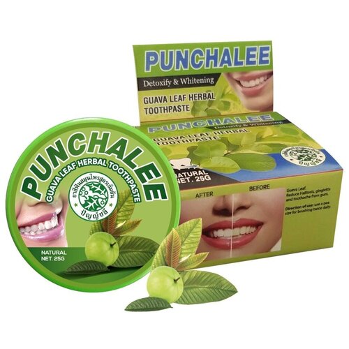 Зубная паста Punchalee Guava Leaf Herbal Toothpaste 25g 6015 зубная паста punchalee himalayan pink salt herbal toothpaste 25g 6022