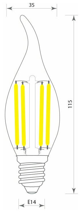 Лампочка светодиодная филаментная GIS-SOLAR C35W-E14-6Вт-3000К -220В - фотография № 2