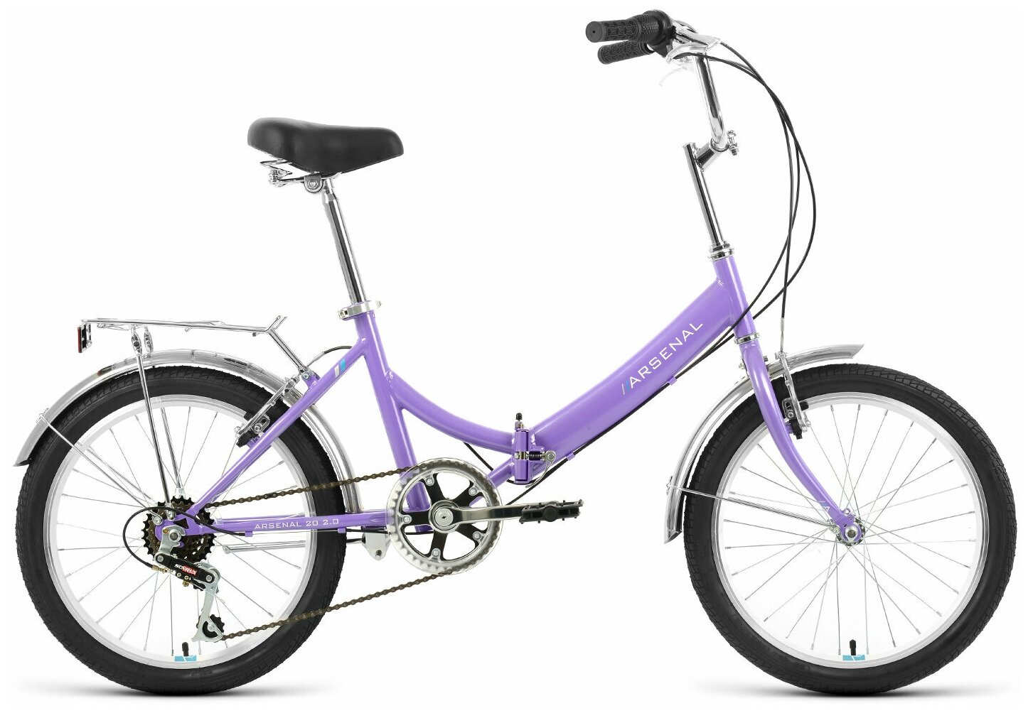 Велосипед FORWARD ARSENAL 20 2.0 (20" 6 ск. рост. 14") 2022, фиолетовый/белый, RBK22FW20537