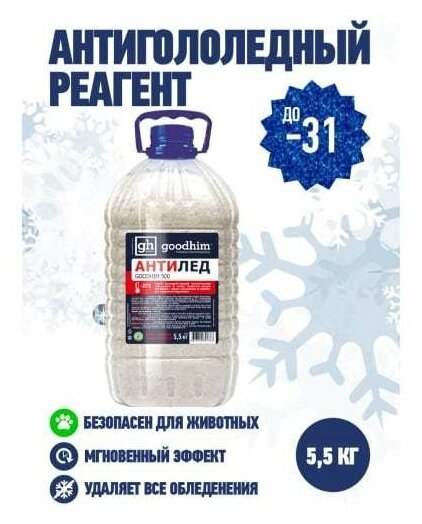 Антигололедный реагент (сухой) GOODHIM 500 № 31 (ПЭТ), 5,5 кг. 44688 - фотография № 7