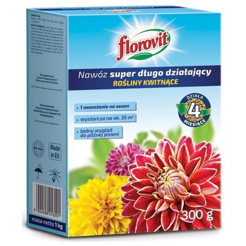 Удобрение гранулированное Florovit супер пролонгированного действия, для цветущих растений, 0.3кг удобрение жидкое florovit для дурманов 1л