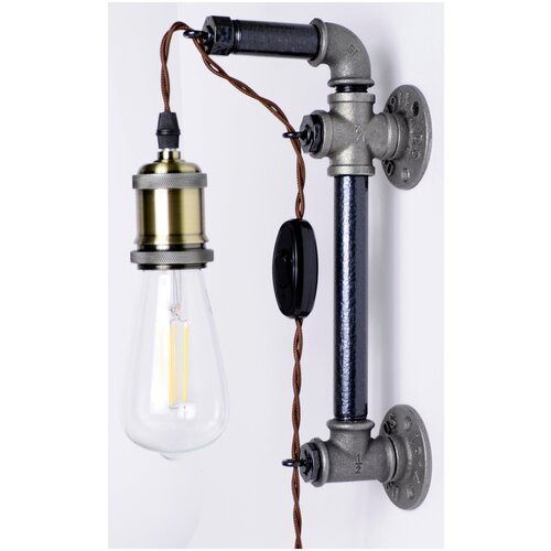 Светильник бра лофт Tricky Pipe, с выключателем на шнуре, бронза