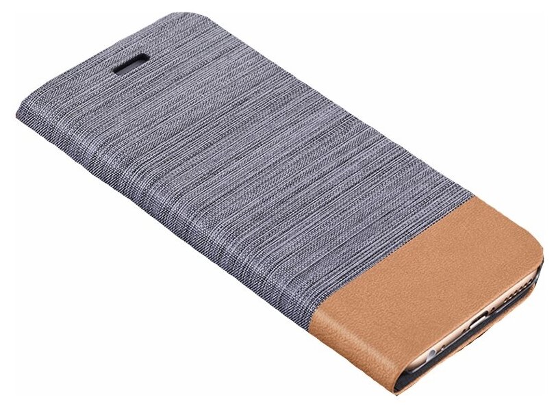 Чехол-книжка Чехол. ру для Xiaomi Mi 10T / Mi 10T Pro из водоотталкивающей ткани под джинсу с вставкой под кожу серый