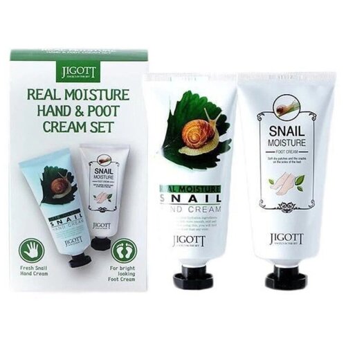 Набор кремов для рук и ног «Улитка» Jigott Snail Real Moisture Hand  & Foot Cream Set 100ml + 100ml