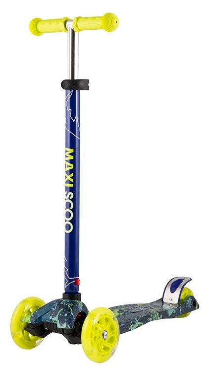 Самокат Maxiscoo Junior 3Х Колесный, Свет.Колеса С Рисунком 2021, Цвет Акулы