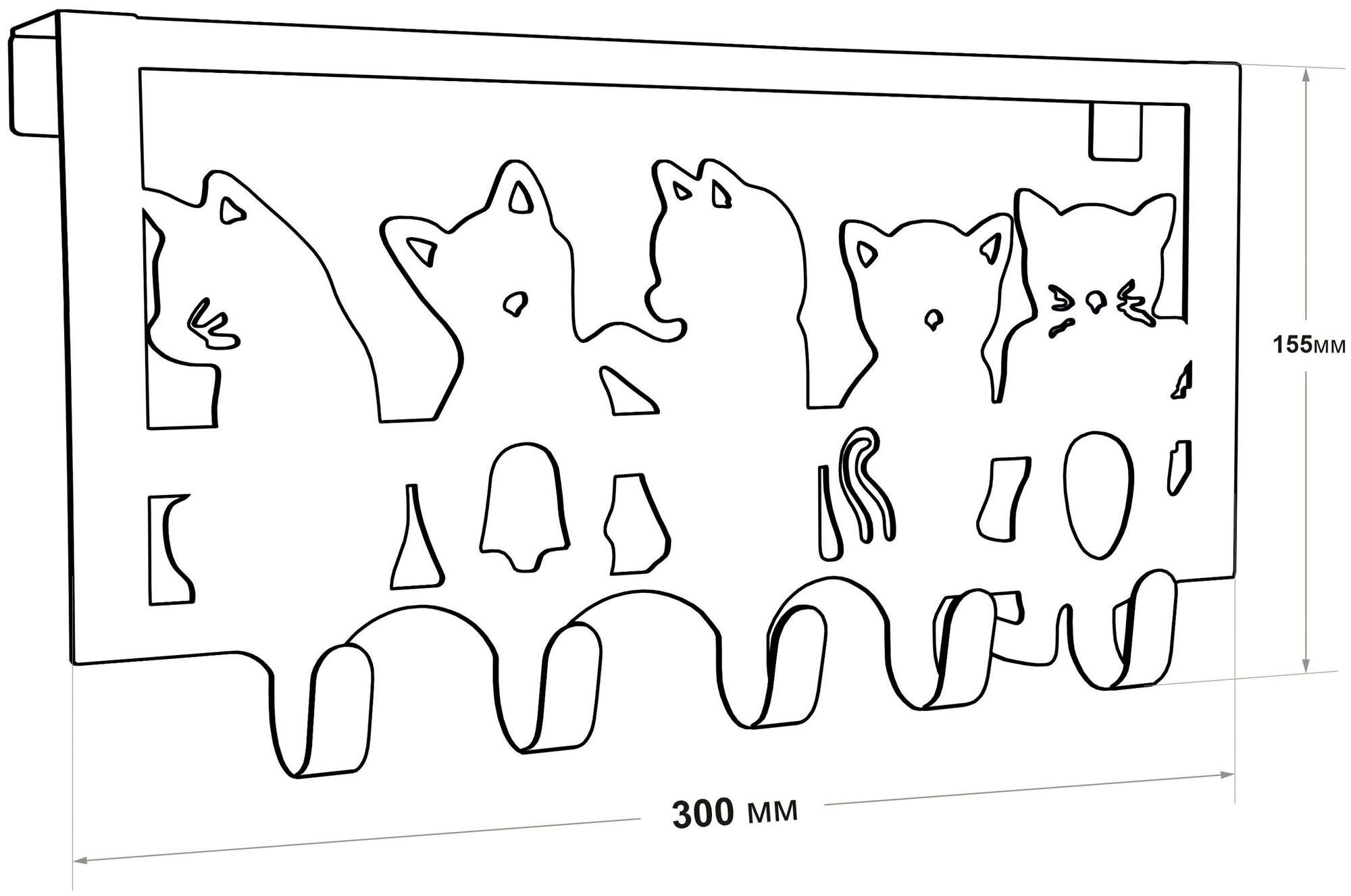 Вешалка на дверь/ в прихожую/ стальная/ металлическая/ ключница, Коты на дверь, цвет белый - фотография № 4