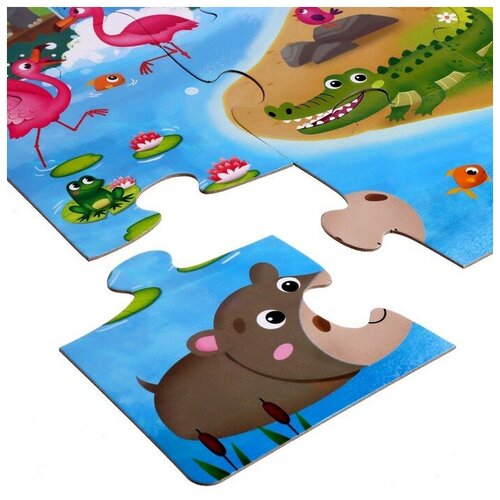 Напольный пазл, Puzzle Time Такие разные зверята поле 55 х 54 см., для детей и малышей