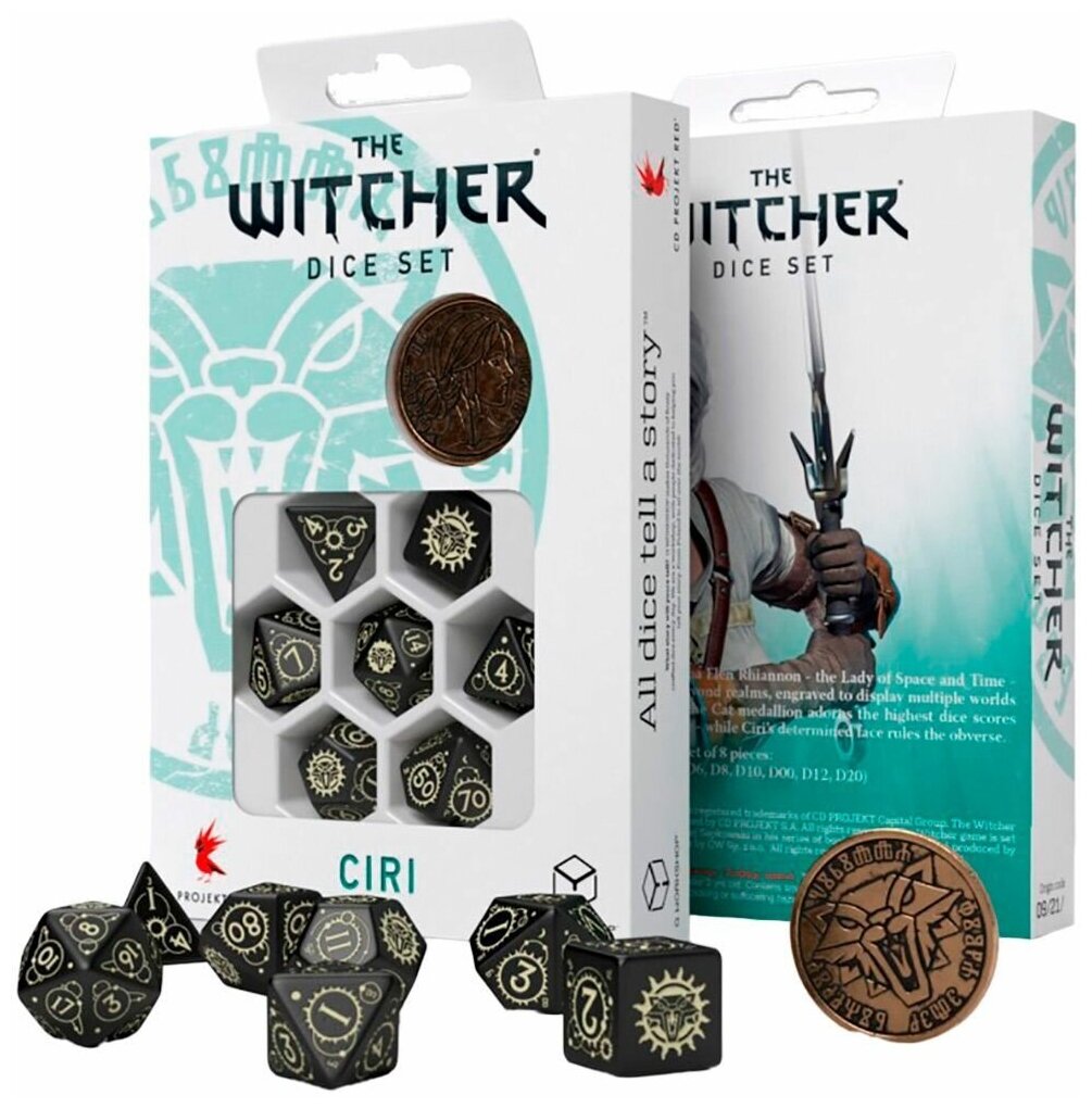 Набор кубиков для настольных ролевых игр (Dungeons and Dragons, DnD, D&D, Pathfinder) - Witcher Dice Set. Ciri. The Zireael