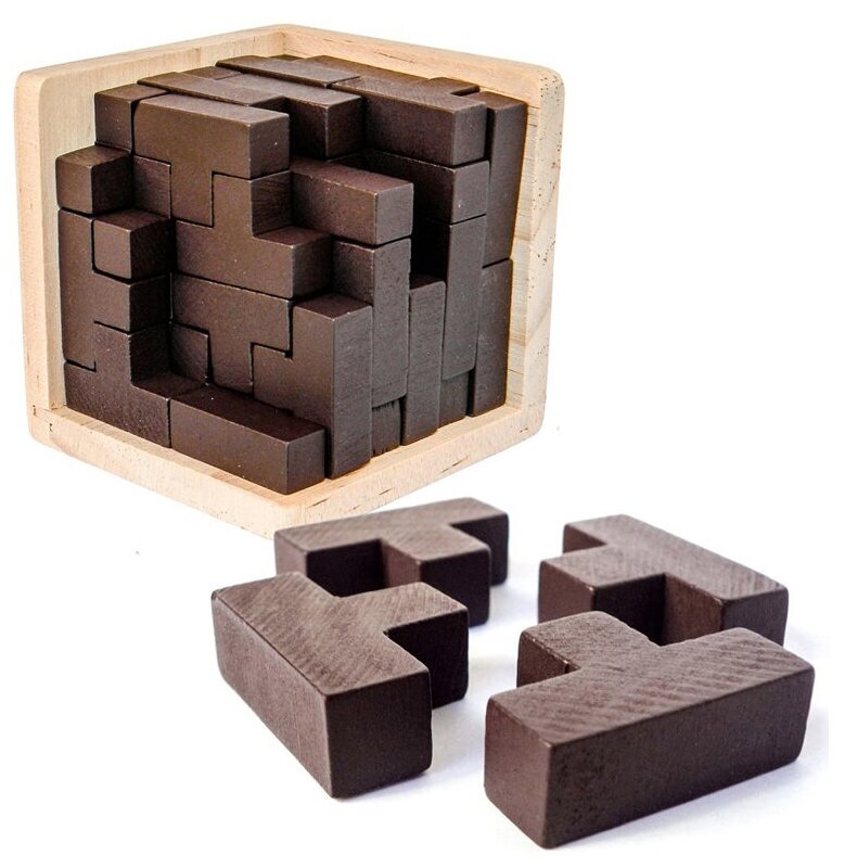 Головоломка тетрис Magic Tetris Cube развивающая пазл 3D Wood IQ Puzzle дер...