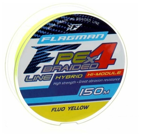 Шнур Flagman PE Hybrid F4 150м Fluo Yellow 0.16мм