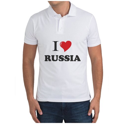 Рубашка- поло CoolPodarok Путешествия. I love Russia