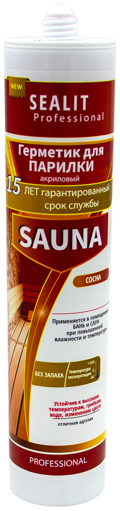 Sealit Sauna акриловый герметик для бань и саун, 280 мл, Золотая сосна - фотография № 1