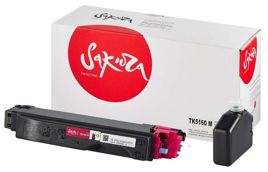 Картридж TK-5160M для Kyocera Ecosys P7040cdn, P7040 12000 стр. Sakura пурпурный