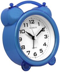 Классический настольный будильник MIRRON 8356 СН/Часы в спальню/Круглый будильник/Часы для детской/Синий цвет