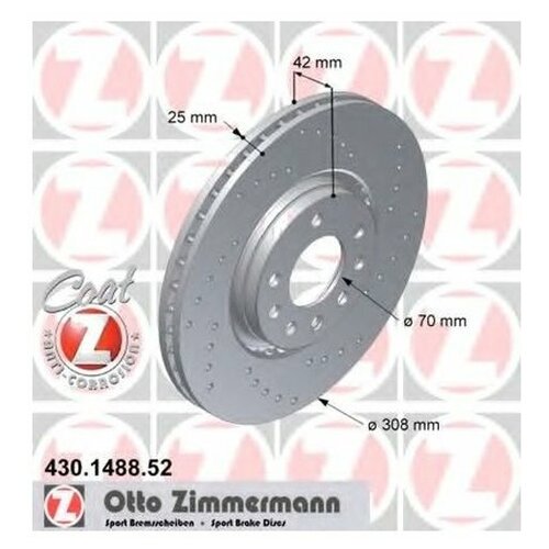 Диск Тормозной Opel Astra H 04- Передн.Вент.Sport Coat Z Zimmermann арт. 430148852