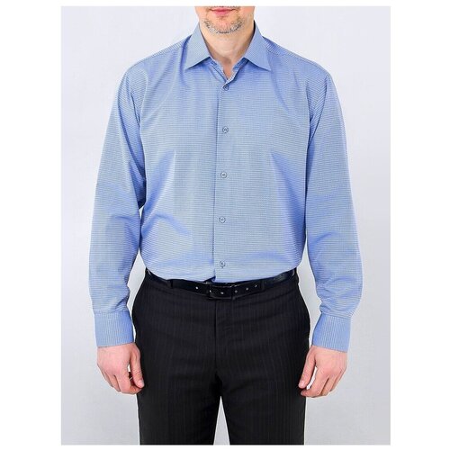 фото Рубашка мужская длинный рукав greg 213/399/9278, прямой силуэт / сlassic fit, цвет синий, рост 174-184, размер ворота 45