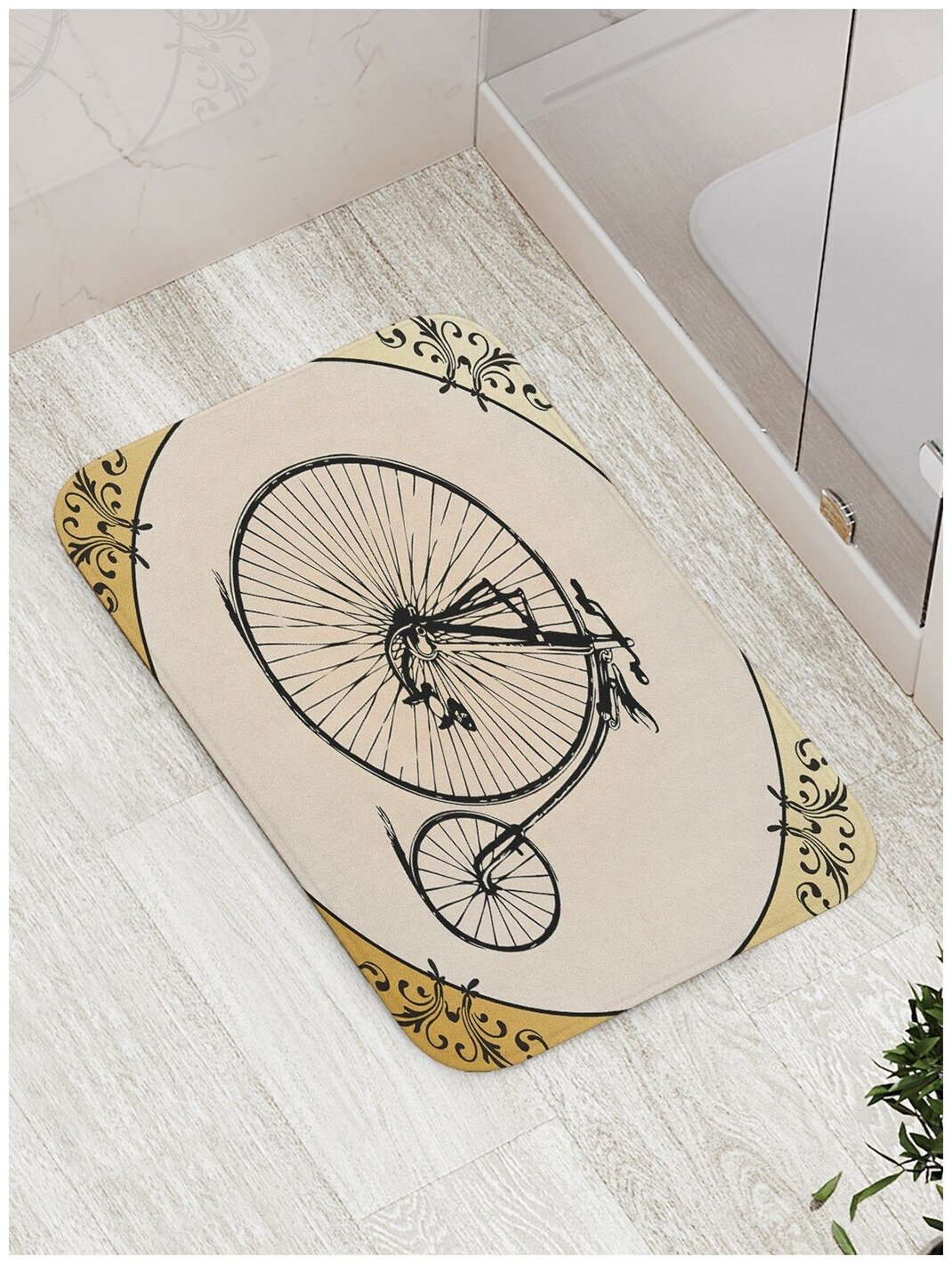 Коврик JoyArty противоскользящий "Велосипед с разными колесами" для ванной, сауны, бассейна, 77х52 см