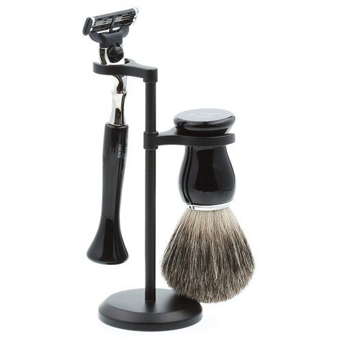 Бритвенный набор IL Ceppo: станок, помазок, подставка, черный цвет IL CEPPO MR-SET-S111BNMTG