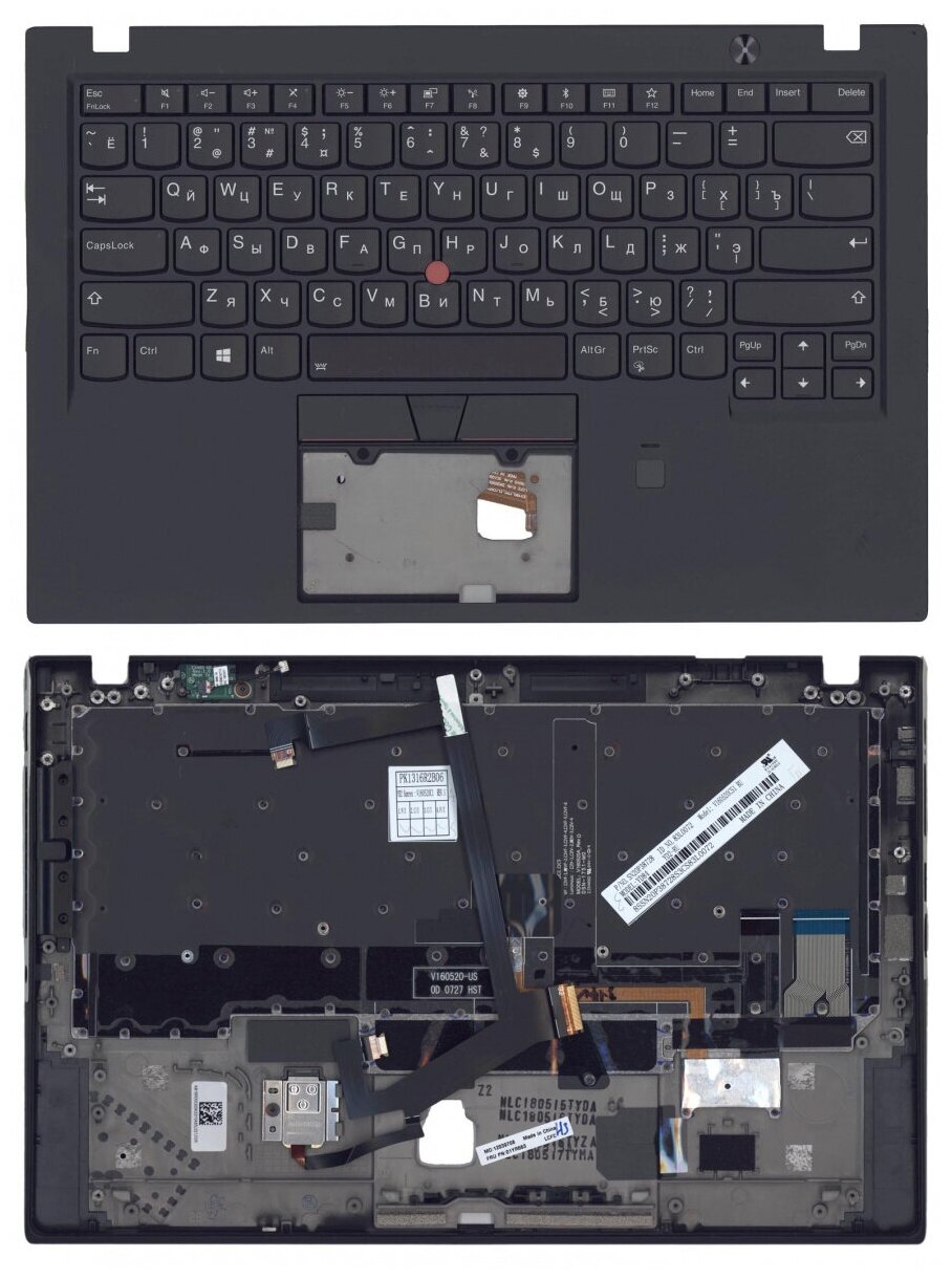 Клавиатура для ноутбука Lenovo 01YR627 ерная с черным топкейсом FPR NFS 9060₽