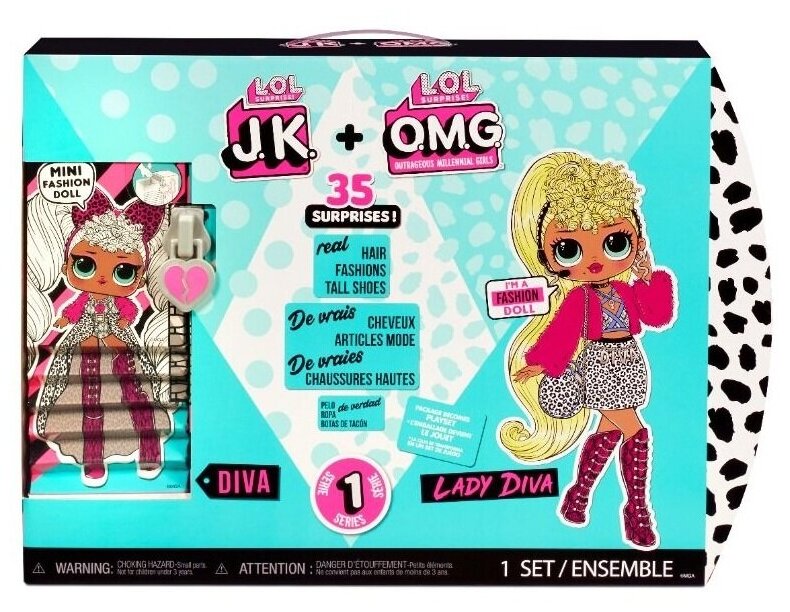 ЛОЛ Сюрприз ОМГ большие куклы - ОМГ JK Леди Дива набор из 2х (L. O. L. Surprise! OMG JK 2-Pack Lady Diva Doll)